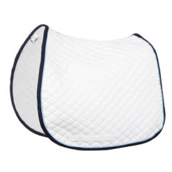 TuffRider Basic All Purpose Pad With Trim And Piping -Weatherbeeta Store 100558 JPC TuffRider.Basic .AllPurpose.Saddle.Pad .Trim Piping White.Navy .LightBlue Side