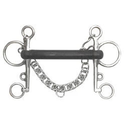 Centaur Stainless Steel Hard Rubber Mullen Mouth Pelham Bit