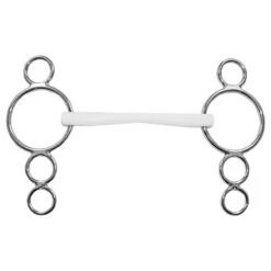 Duo Show Jumping Bit “Vienna” 16 Mm Side Parts 2 Rings Bottom – Plastic White, Size 125 Mm