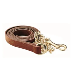 Perri's 1" Leather Lead With Chain 7 Perri's 1" Leather Lead With Chain -Weatherbeeta Store 420 Perris 1.inch .Leather.Lead .w.Chain Chestnut.w.Brass Front