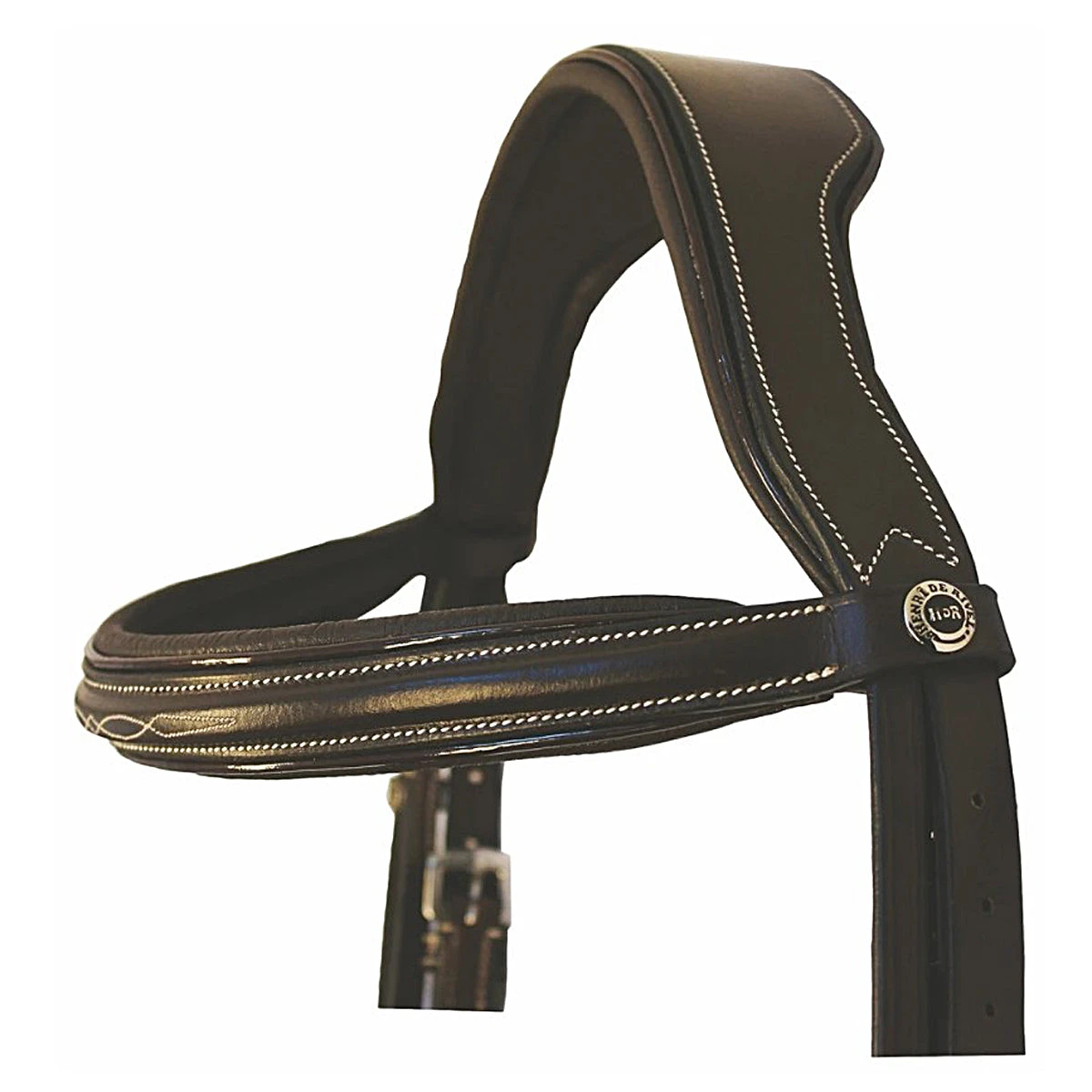 HDR Pro Mono Crown Fancy Bridle With Patent Leather Piping And Laced Reins 4 HDR Pro Mono Crown Fancy Bridle With Patent Leather Piping And Laced Reins - Image 4