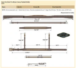 HDR Pro Mono Crown Padded Fancy Bridle -Weatherbeeta Store HDR Bridle 5099 Size Chart
