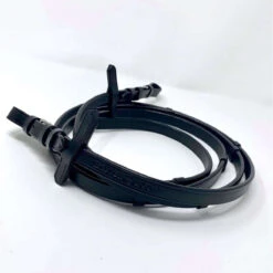 Halter Ego Black Flat Leather Rubber Lined Reins With Stops