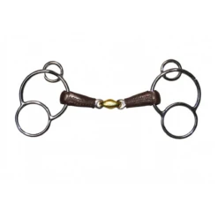 Jump'in Leather Covered French Link German 3-Ring Bit
