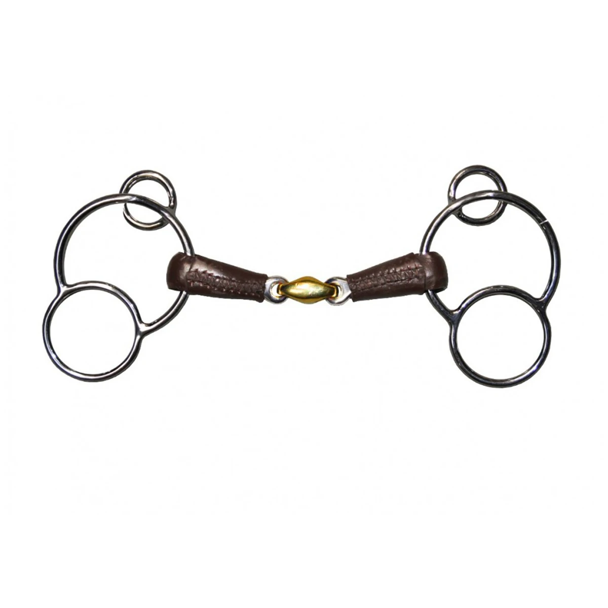 Jump'in Leather Covered French Link German 3-Ring Bit 1 Jump'in Leather Covered French Link German 3-Ring Bit