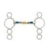 Centaur Blue Steel 3-Ring Gag Bit With Loose Brass Roller Disks