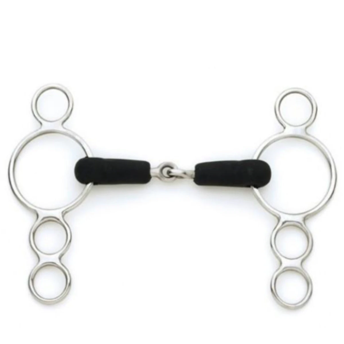 Centaur Stainless Steel Jointed Rubber Mouth 3-Ring Gag Bit 1 Centaur Stainless Steel Jointed Rubber Mouth 3-Ring Gag Bit